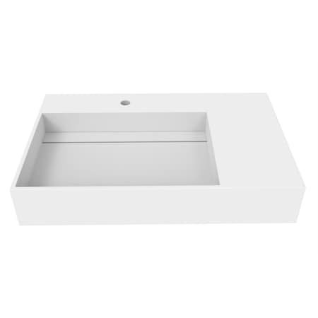 Castello Usa Juniper 30 in Left Basin Solid Surface Wall-Mounted Bathroom Sink in White CB-GM-2056-30-L